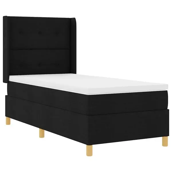 vidaXL Bäddfjäder med LED-ljusslingor Svart 90 x 190 cm tyg Rea