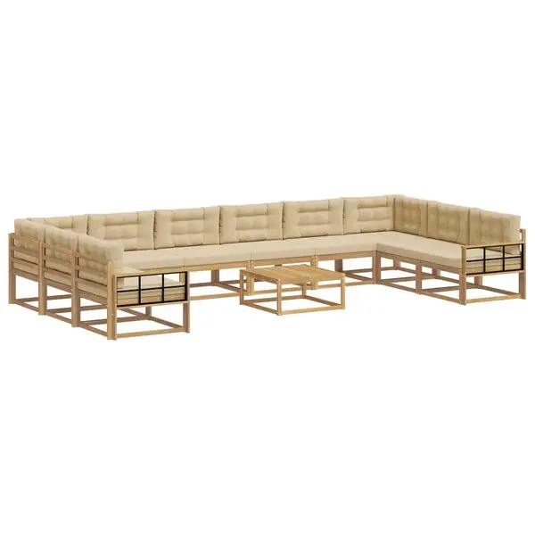 Rabatter vidaXL Utomhussoffset med kudde 11 pcs Vit och Beige
