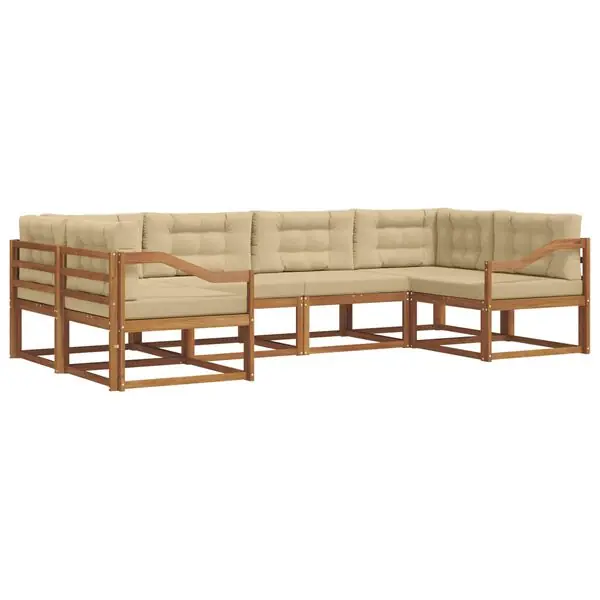 Fynd vidaXL Utomhussoffset med kudde 6 pcs Naturlig och Beige