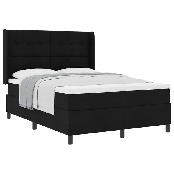 Begränsat antal vidaXL Bäddfjäder med madrass med huvudgavel Svart 200 x 160 cm tyg