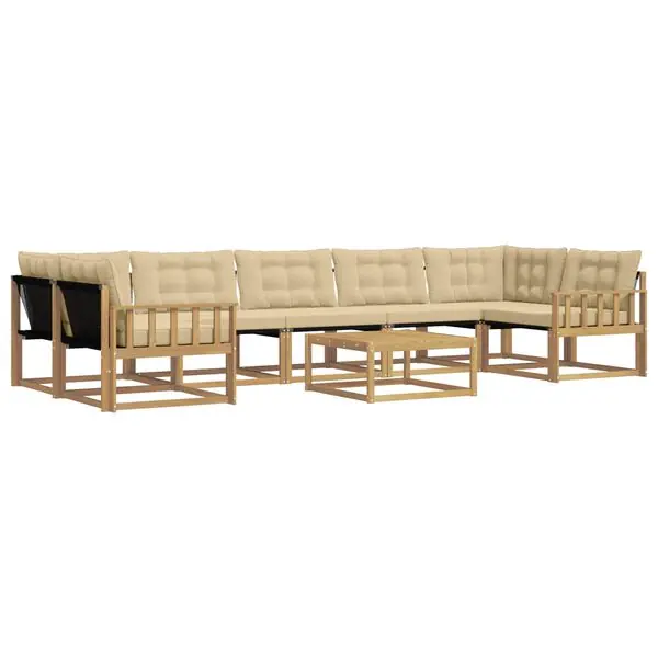 vidaXL Utomhussoffset 8 pcs Vit och Beige 79 x 79 x 37 cm Rabatt