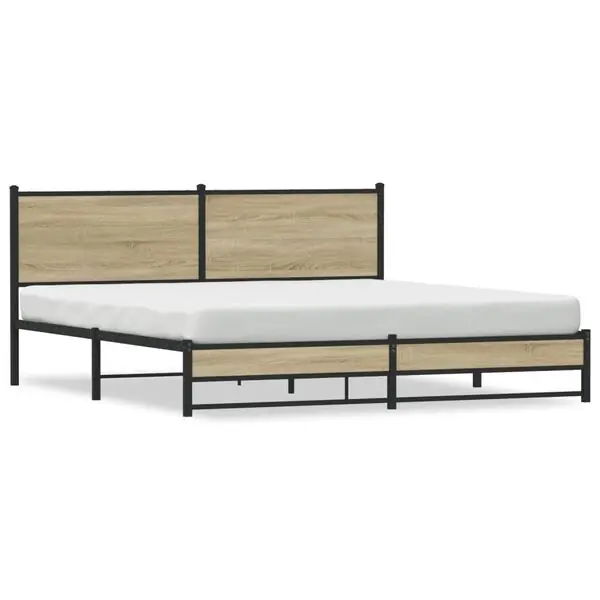 Extra rabatt vidaXL Sängram utan madrass metall sonoma-ek 180x200 cm