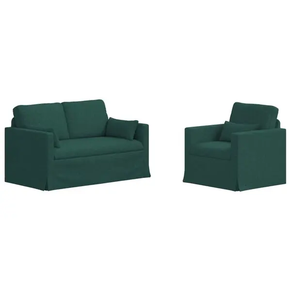 Endast denna vecka vidaXL Soffset 2 pcs Mörkgrön 139 x 78 x 80 cm tyg