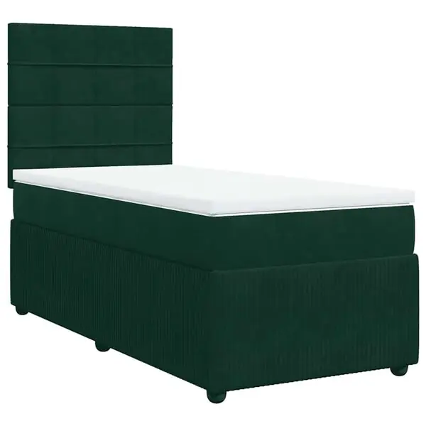 Erbjudande vidaXL Ramsäng med madrass mörkgrön 90x190 cm sammet