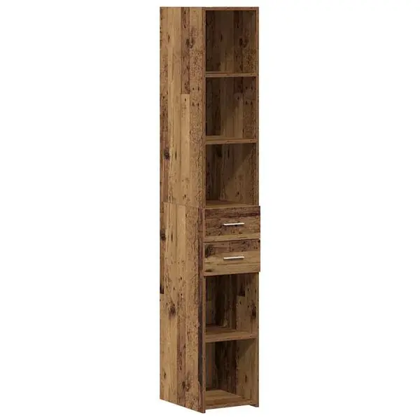 Premium vidaXL Bokhylla med låda Gammalt trä 30 x 42.4 x 185.2 cm