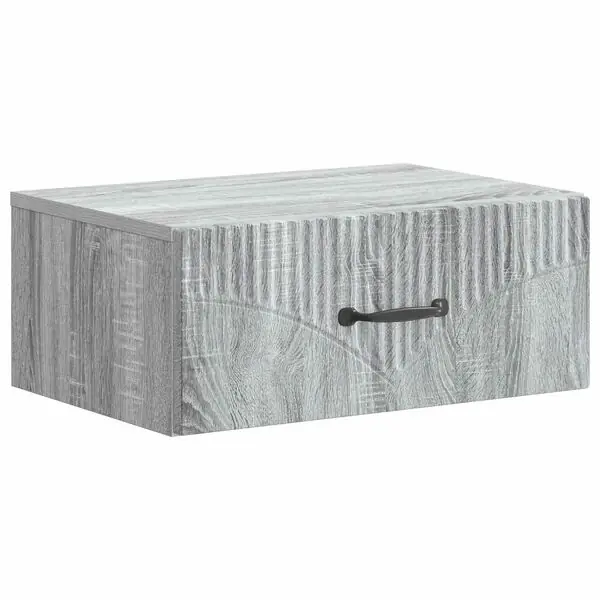 vidaXL Väggmonterat Sängbord med låda Grå sonoma-ek 49 x 34,5 x 20 cm I lager