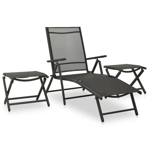 vidaXL Loungegrupp för trädgården 3 delar textilen & aluminium svart Premium