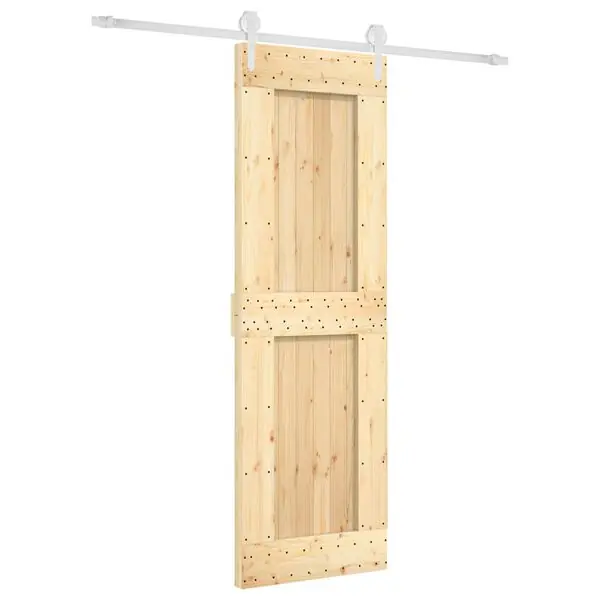 Utförsäljning vidaXL Skjutdörr Naturlig och vit 70 x 210 cm Massiv furuträdörr