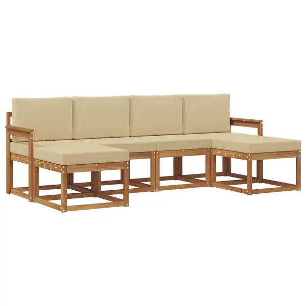 I lager vidaXL Utomhussoffset 6 pcs Naturlig och Beige Konstruerat trä