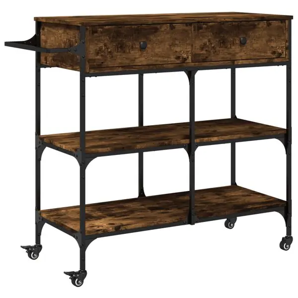 Fynd vidaXL Köksvagn rökfärgad ek 105x42x95 cm konstruerat trä