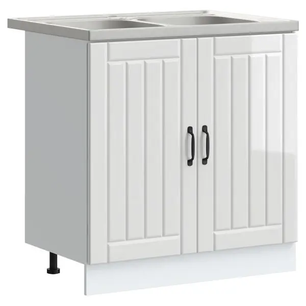 vidaXL Diskbänksskåp Lucca 2 pcs Högblanka vita Konstruerat trä Rea