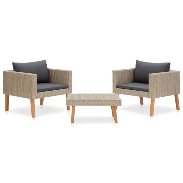 Beställ idag vidaXL Loungegrupp för trädgården med dynor 3 delar konstrotting beige