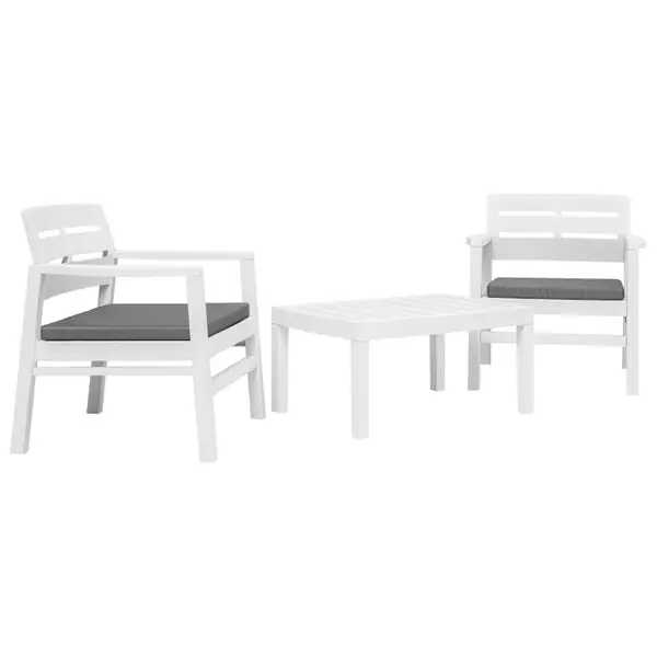 vidaXL Loungegrupp för trädgården 3 delar plast vit Bästa pris