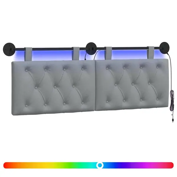 Reapris vidaXL Hängande sänggavel Med LED-lampa Ljusgrå Tyg