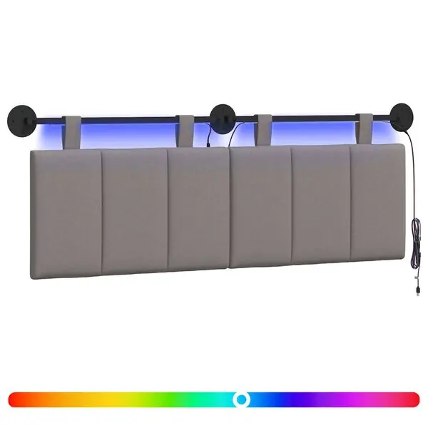 Endast denna vecka vidaXL Hängande sänggavel Med LED-lampa Taupe Tyg