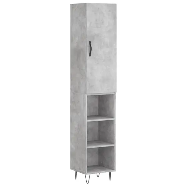 vidaXL Högskåp betonggrå 34,5x34x180 cm konstruerat trä Begränsat antal