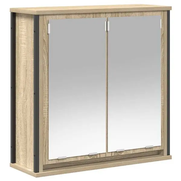 vidaXL Väggskåp för badrum med spegel sonoma-ek 60x21x60 cm Rabatter