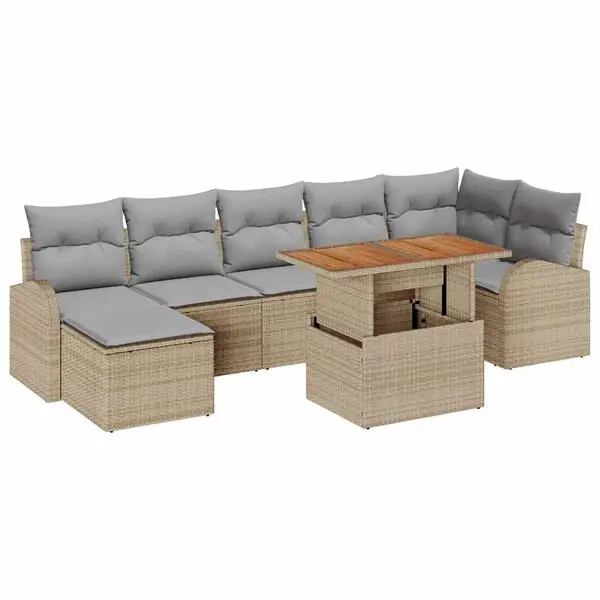 Fynd vidaXL Trädgårdsoffset med kudde 8 pcs beige och ljusgrå