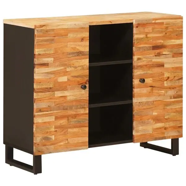Snabb leverans vidaXL Sidokabinett med låda Brun 90 x 33 x 75 cm Massivt mangoträ