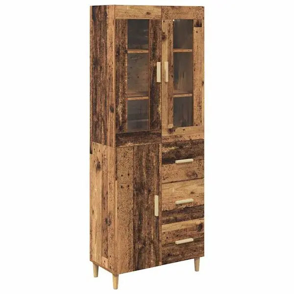 Premium vidaXL Skåp med låda Gammalt trä 69,5 x 34 x 180 cm Konstruerat trä