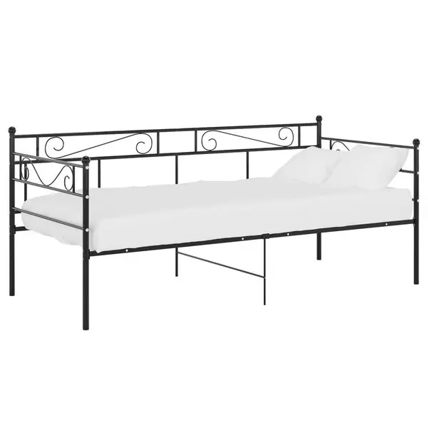 Säker betalning vidaXL Sängram bäddsoffa svart metall 90x200 cm