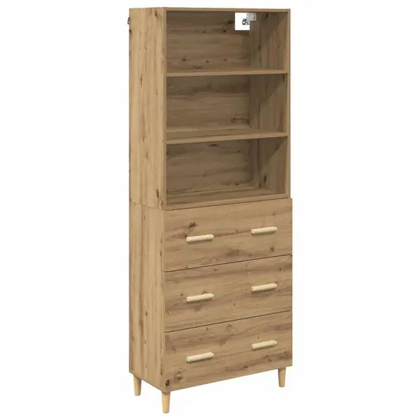 Nedsatt pris vidaXL Skåp med låda Artisan Ek 69,5 x 32,5 x 180 cm Konstruerat trä