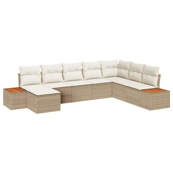 vidaXL Trädgårdsoffset 9 pcs Beige och gräddfärgad Polyrattan Fri frakt