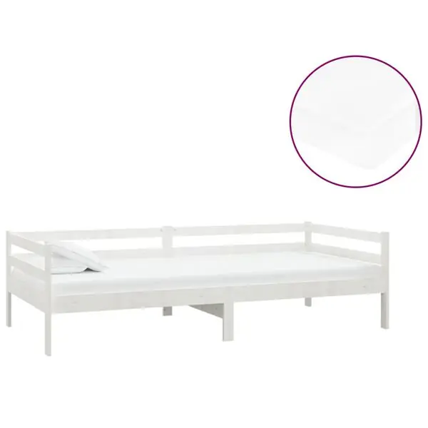 Begränsad tid vidaXL Dagbädd med madrass 90x200 cm vit massiv furu