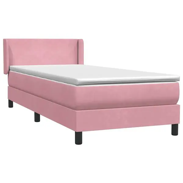 vidaXL Resårsäng med madrass rosa 90x220 cm sammet Kampanjpris