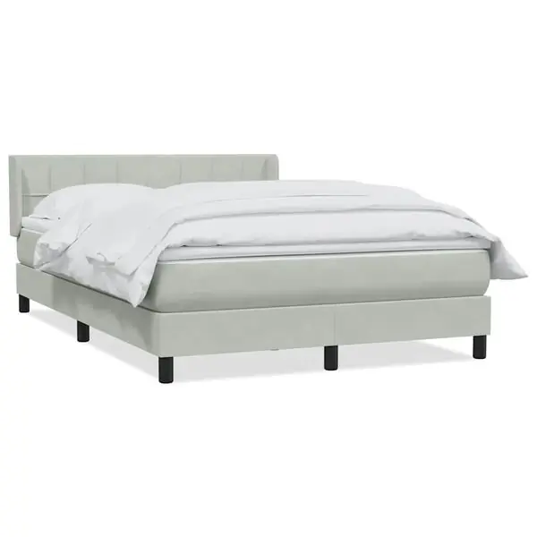 vidaXL Ramsäng med madrass ljusgrå 160x220 cm sammet Outlet