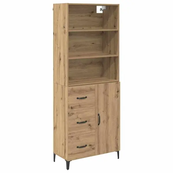 Outlet vidaXL Skåp med låda Artisan Ek 69,5 x 34 x 180 cm Konstruerat trä