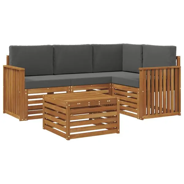 Sista chansen vidaXL Utomhussoffset med kudde 5 pcs Naturlig och Antracit