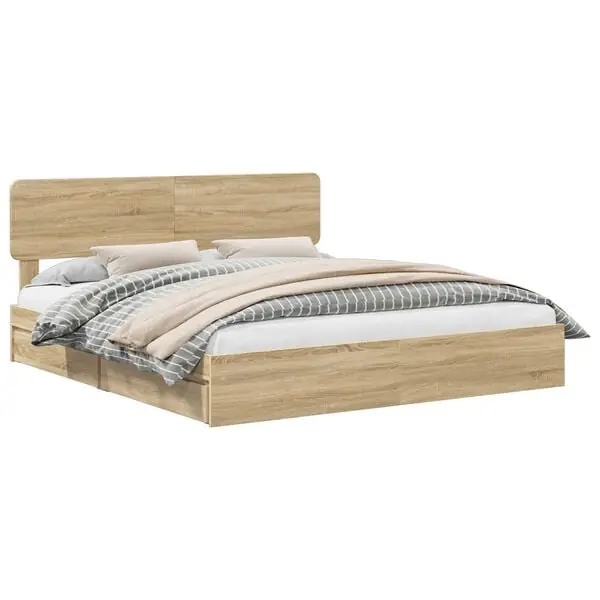 Snabb leverans vidaXL Förvaringssäng med låda Sonoma-ek 180 x 200 cm Konstruerat trä