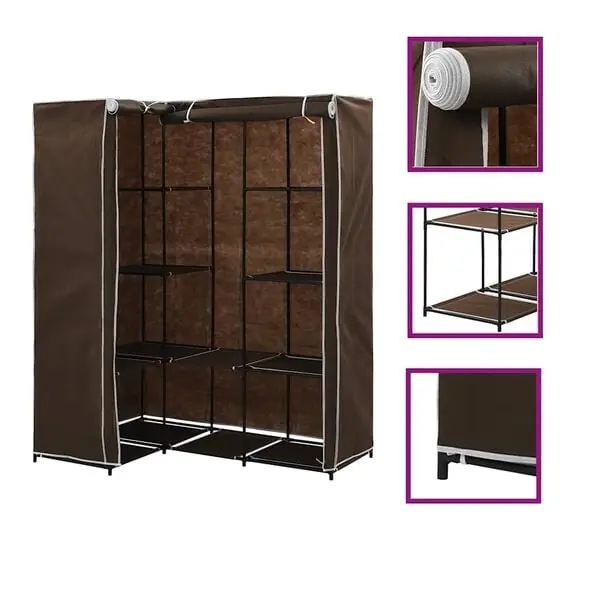 vidaXL Hörngarderob brun 130x87x169 cm Begränsad tid