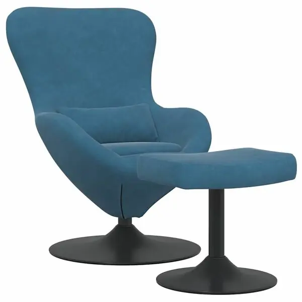 Rabatter vidaXL Äggstol med Fotpall with Footstool Blå Sammet