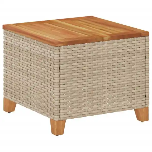 vidaXL Trädgårdsbord beige 45x45x37 cm konstrotting akaciaträ Rea