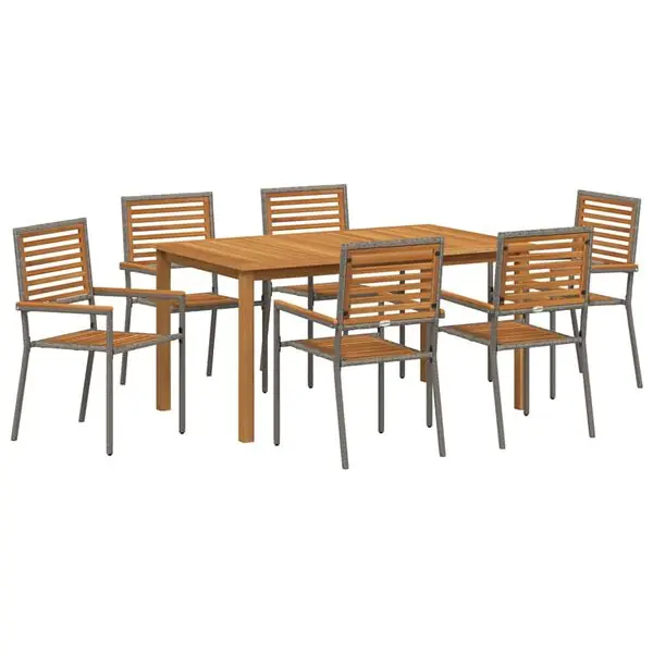 Fynd vidaXL Trädgårdsmöbelset 7 pcs Grå Massivt Akaciaträ