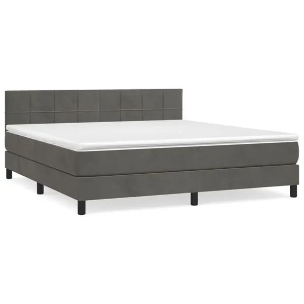 Endast idag vidaXL Ramsäng med madrass mörkgrå 160x200 cm sammet