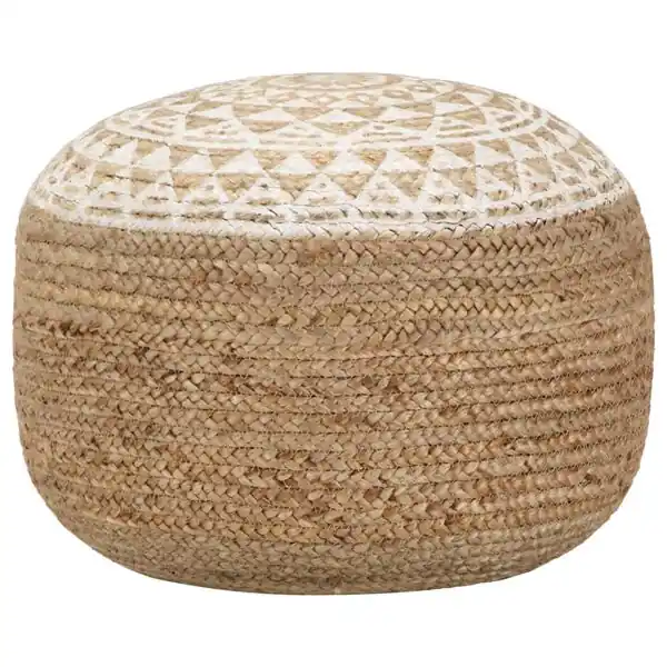 Begränsat antal vidaXL Handgjord sittpuff vit 45x30 cm jute