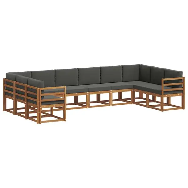 Rea vidaXL Utomhussoffset med kudde 10 pcs Naturlig och Antracit