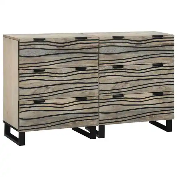 Kampanjpris vidaXL Skänksats 2 pcs Vit 120 x 33,5 x 75 cm Massivt mangoträ