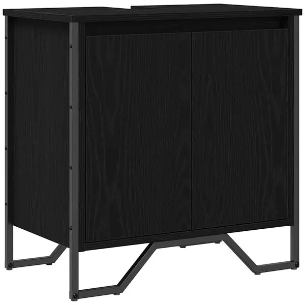 Extra rabatt vidaXL Badrumsskåp med handfat med lagring Svart Ek 60 x 35 x 60 cm