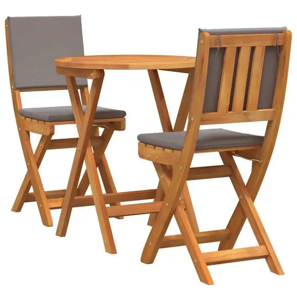 Fri frakt vidaXL Bistroset med kudde 3 pcs Olivenatur Massivt Akaciaträ