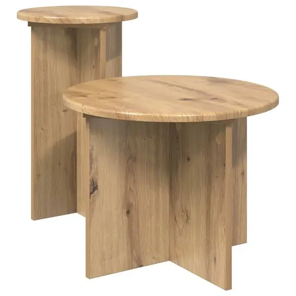 Kampanj vidaXL Sidobordsset med lagring 2 pcs Artisan-ek Konstruerat trä