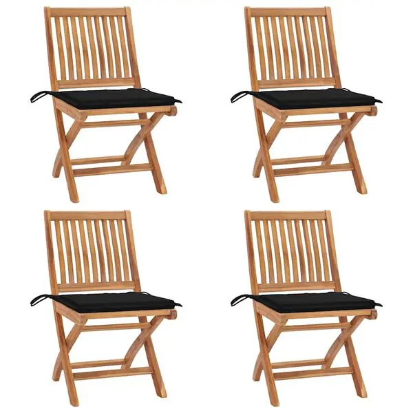 Sista chansen vidaXL Hopfällbara trädgårdsstolar med dynor 4 st massiv teak