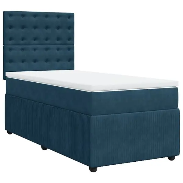 Billig vidaXL Ramsäng med madrass mörkblå 90x190 cm sammet