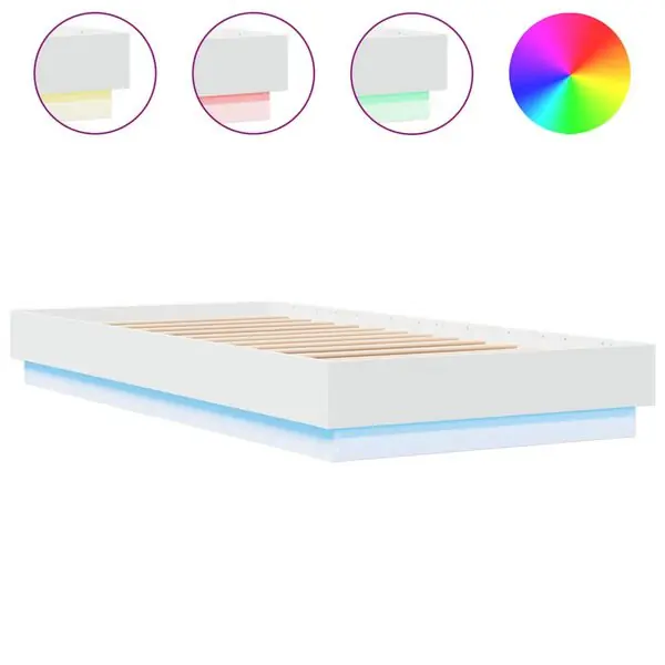 Beställ idag vidaXL Sängram med LEDs vit 100x200 cm