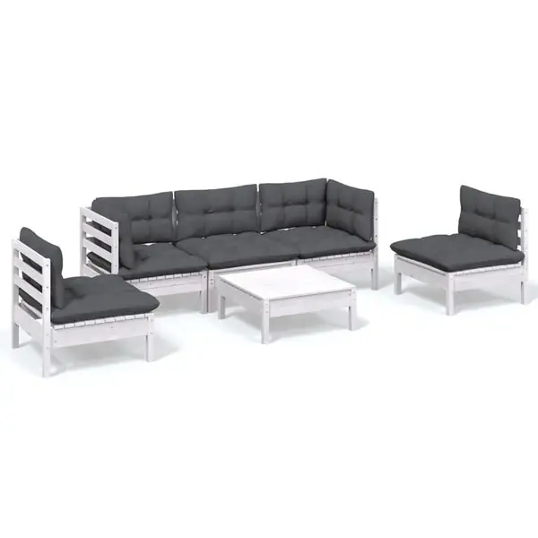 vidaXL Loungegrupp med dynor 6 delar massiv furu Utförsäljning