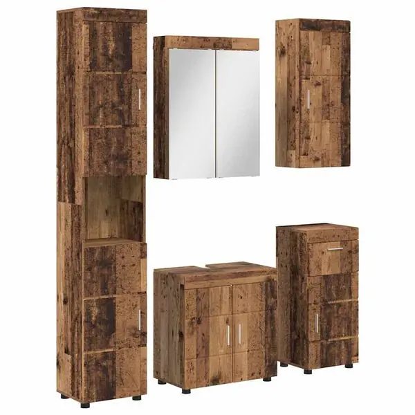 Bästa pris vidaXL Badrumsmöbelset TULUM 5 pcs Gammalt trä 60 x 34 x 63 cm