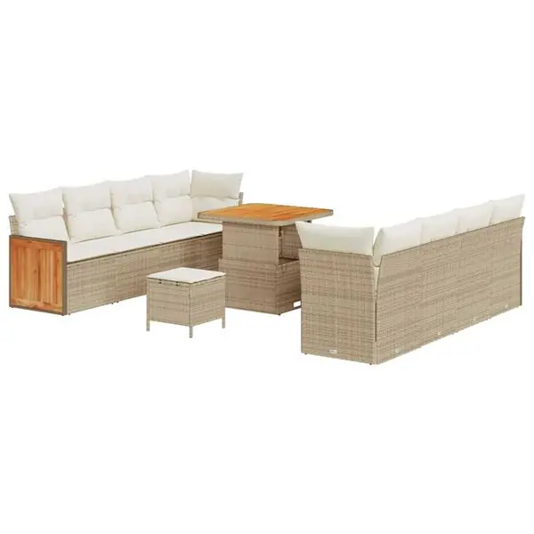 Endast denna vecka vidaXL Trädgårdsoffset 12 pcs Beige och gräddfärgad konstrotting